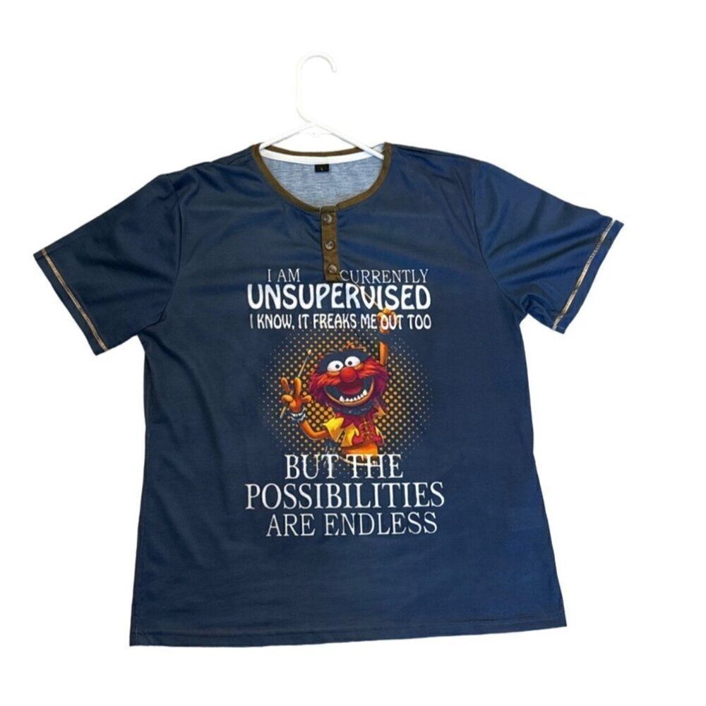 "I Am Currently Unsupervised" Funny Graphic Tee - L